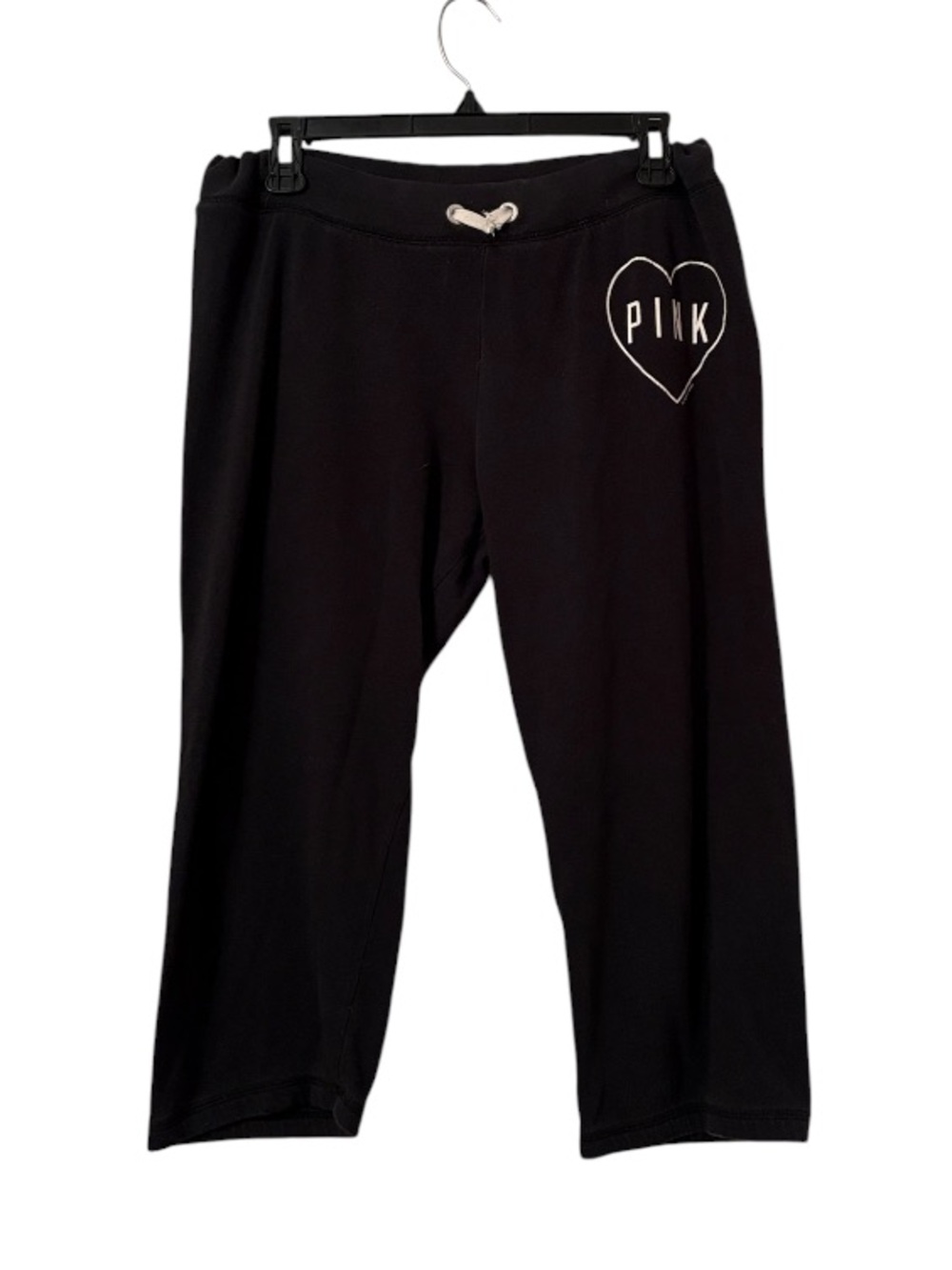PINK Black Heart Logo Capri Pants
